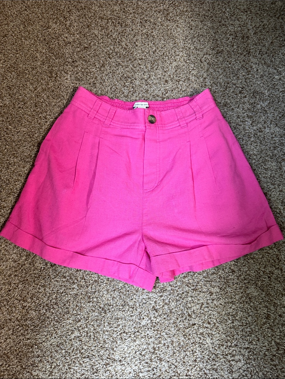 AMERICAN EAGLE High-Waist Pink Pleated Shorts~XS